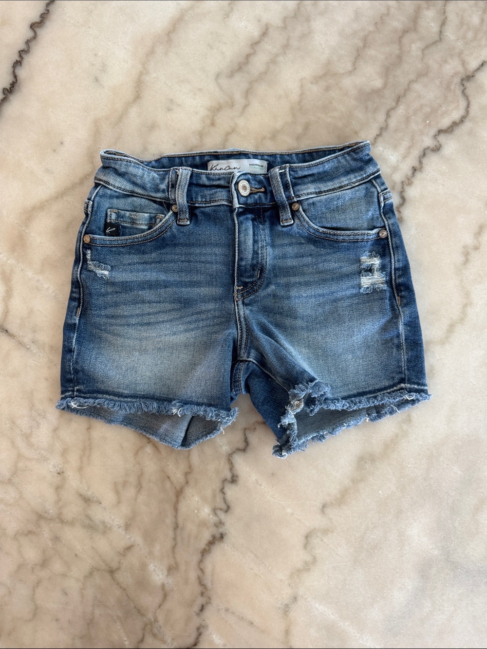 KanCan Distressed Blue Denim Shorts